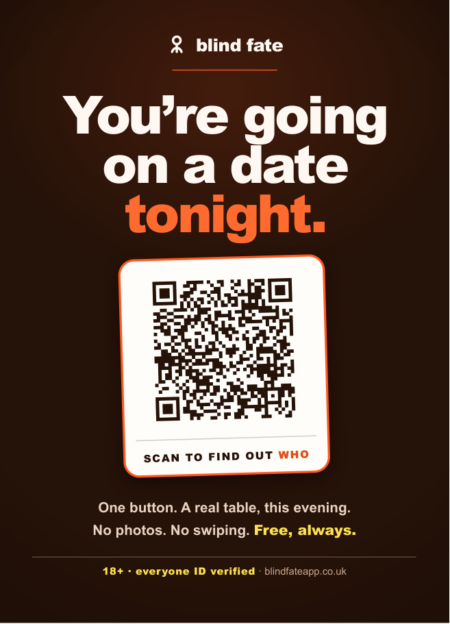 Card: You're going on a date tonight. Scan to find out who.